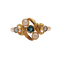 Bague Art nouveau en or 18k, perles et pierre verte