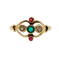 Art nouveau - Bague en or 18k, perles et pierres de couleur