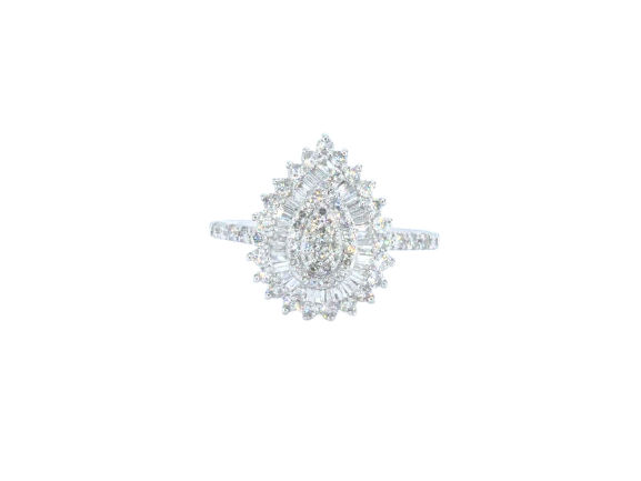 Bague entourage en or blanc et diamants naturels