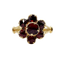 Bague marguerite antique en or 18k, grenats sur paillons