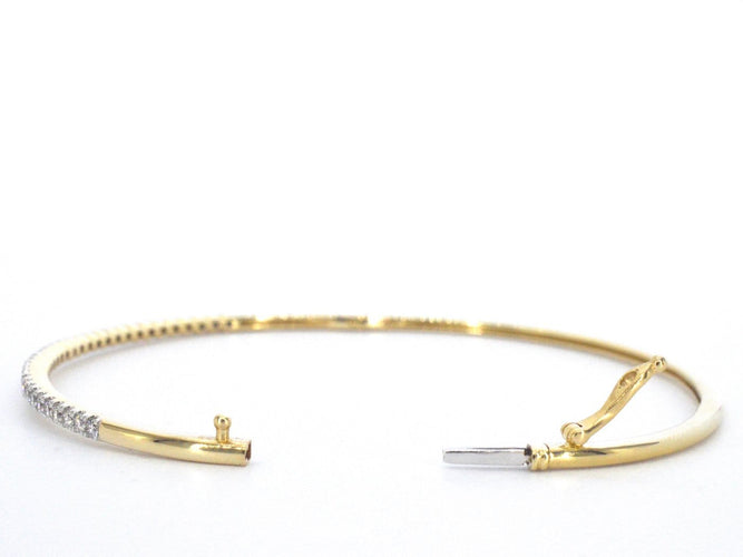 Bracelet Bracelet jonc en or 14 ct et diamants taille brillant 58 Facettes 2379