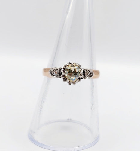 Bague 55 Bague solitaire victorienne en or rose 18k, platine et diamant 58 Facettes A07860