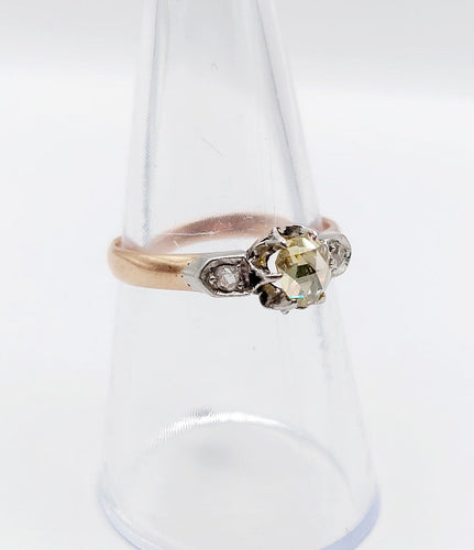 Bague 55 Bague solitaire victorienne en or rose 18k, platine et diamant 58 Facettes A07860