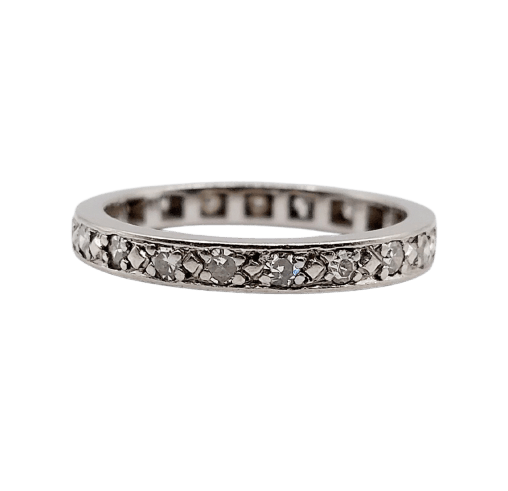 Bague 51 Alliance américaine en platine et diamants 0,57 ct 58 Facettes A07861