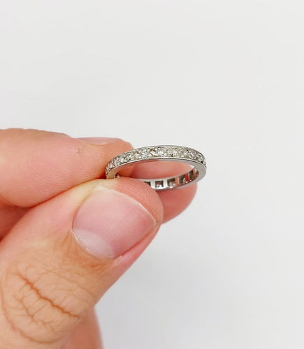 Bague 51 Alliance américaine en platine et diamants 0,57 ct 58 Facettes A07861