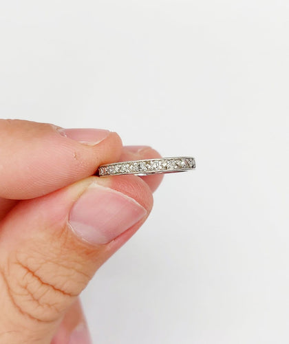 Bague 51 Alliance américaine en platine et diamants 0,57 ct 58 Facettes A07861
