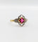 Bague 56 Bague Art déco en or rose 18k, pierre rouge et diamants 58 Facettes A07136