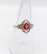 Bague 56 Bague Art déco en or rose 18k, pierre rouge et diamants 58 Facettes A07136