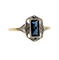 Bague Art déco en or 18k et pâte de verre bleue