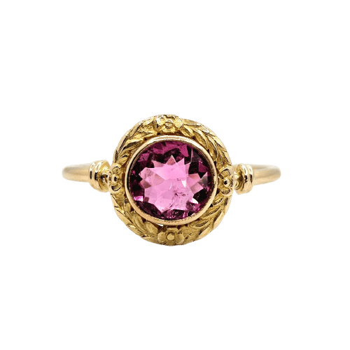 Bague ancienne en or jaune 18 carats et tourmaline