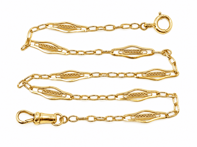 Giletière ancienne Art Nouveau en or jaune 18 ct 58 Facettes 33845
