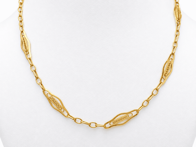 Giletière ancienne Art Nouveau en or jaune 18 ct 58 Facettes 33845