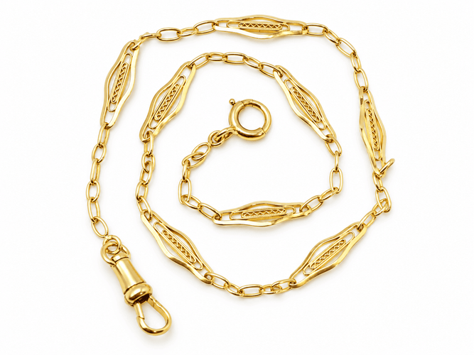 Giletière ancienne Art Nouveau en or jaune 18 ct 58 Facettes 33845