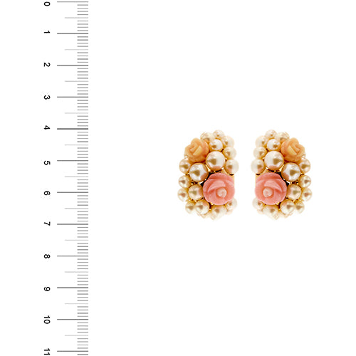 Boucles d'oreilles Mimì - Boucles d’oreilles en or rose 18 ct avec perles et corail 58 Facettes 38665