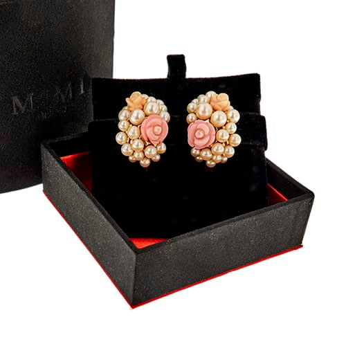 Boucles d'oreilles Mimì - Boucles d’oreilles en or rose 18 ct avec perles et corail 58 Facettes 38665