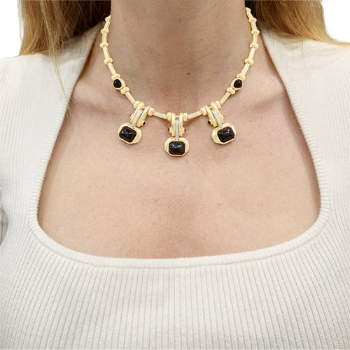 Collier Collier en or jaune, hématites, rubis et diamants 58 Facettes 35926