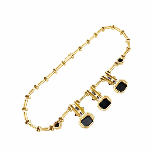 Collier Collier en or jaune, hématites, rubis et diamants 58 Facettes 35926