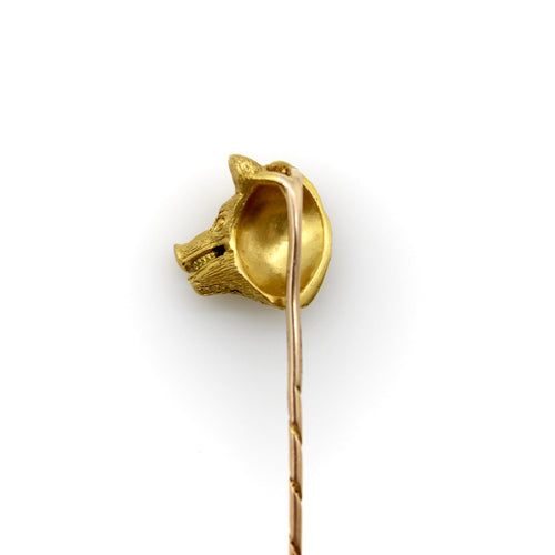 Époque victorienne - Épingle à cravate sanglier en or 14K et rubis 58 Facettes
