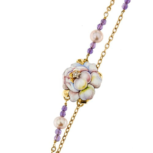 Bracelet Gabriella Rivalta - Bracelet fleur émaillée en or jaune 18 carats, diamants 58 Facettes 36327