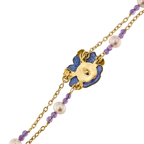 Bracelet Gabriella Rivalta - Bracelet fleur émaillée en or jaune 18 carats, diamants 58 Facettes 36327
