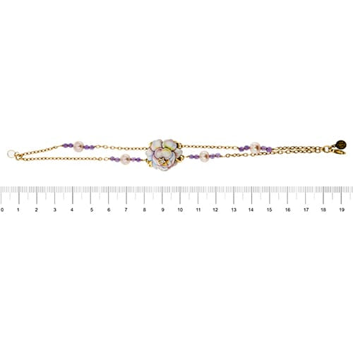 Bracelet Gabriella Rivalta - Bracelet fleur émaillée en or jaune 18 carats, diamants 58 Facettes 36327