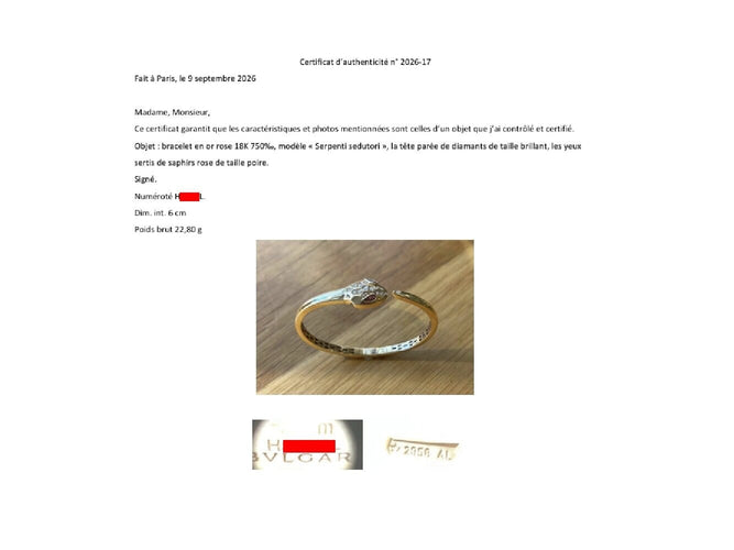 Bracelet Bulgari - Bracelet Serpenti Seduttori en or rose 18k, diamants 58 Facettes 275118