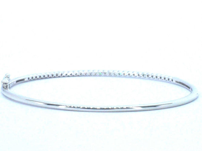 Bracelet Bracelet jonc en or blanc 14 carats et diamants naturels 58 Facettes 2381