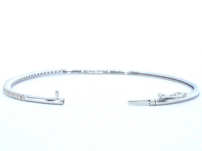 Bracelet Bracelet jonc en or blanc 14 carats et diamants naturels 58 Facettes 2381