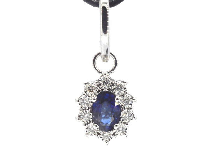 Boucles d'oreilles Boucles d'oreilles pendantes en or blanc 14k, diamants et saphirs 58 Facettes 2384