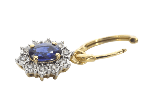 Boucles d'oreilles Boucles d'oreilles pendantes en or, diamants et saphirs 58 Facettes 2385