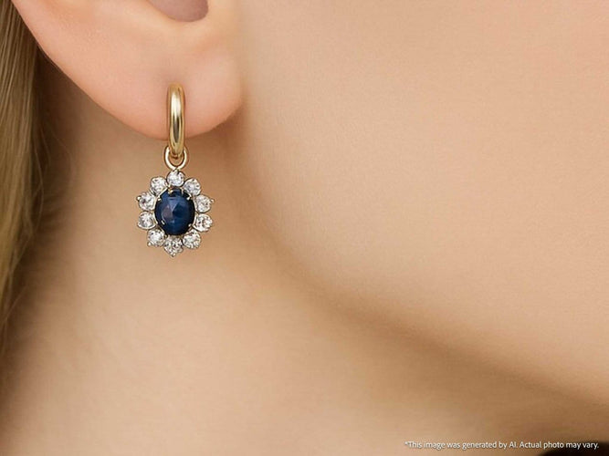 Boucles d'oreilles Boucles d'oreilles pendantes en or, diamants et saphirs 58 Facettes 2385