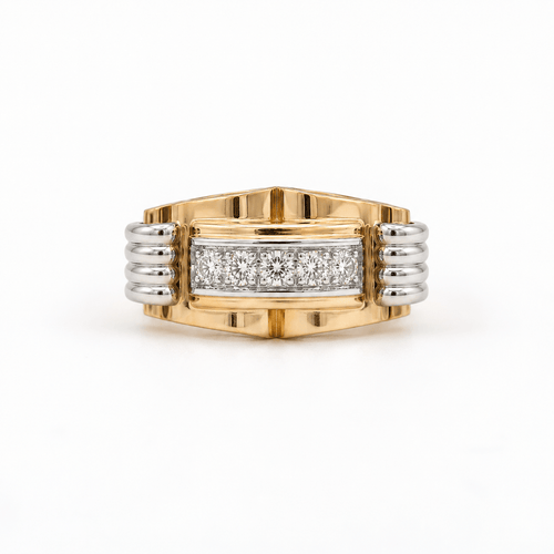 Bague 60 Tank - Bague en or rose, or blanc et diamants 58 Facettes 1.0001673/2