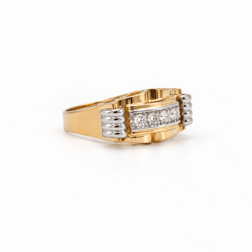 Bague 60 Tank - Bague en or rose, or blanc et diamants 58 Facettes 1.0001673/2