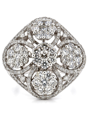 Bague 51 Bague ajourée en or gris 18 carats et diamants 58 Facettes 91063