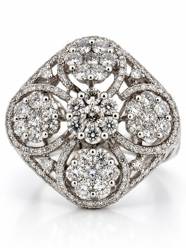 Bague 51 Bague ajourée en or gris 18 carats et diamants 58 Facettes 91063