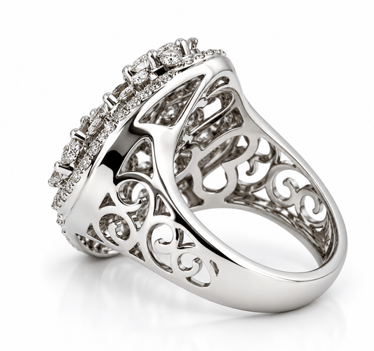 Bague 51 Bague ajourée en or gris 18 carats et diamants 58 Facettes 91063