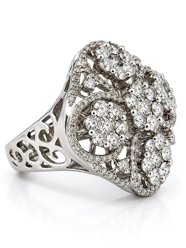 Bague 51 Bague ajourée en or gris 18 carats et diamants 58 Facettes 91063