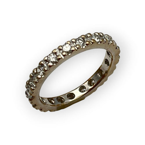 Bague 54 Alliance tour complet en or blanc 750 et diamants 58 Facettes 149070950