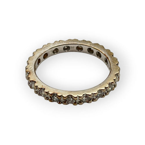 Bague 54 Alliance tour complet en or blanc 750 et diamants 58 Facettes 149070950