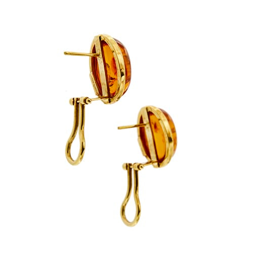 Boucles d'oreilles Boucles d’oreilles - Puces en or jaune 18 ct avec ambre 58 Facettes 38578