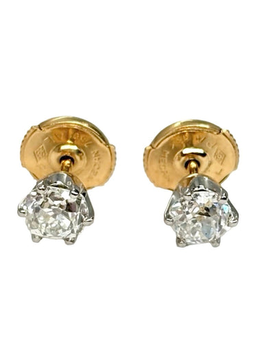 Boucles d'oreilles Puces d'oreilles en or jaune 18k et diamants 0,75 ct 58 Facettes 2298