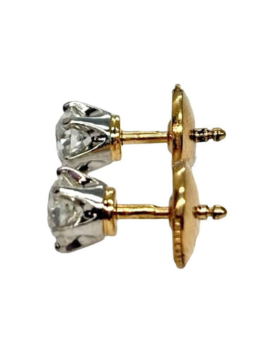 Boucles d'oreilles Puces d'oreilles en or jaune 18k et diamants 0,75 ct 58 Facettes 2298