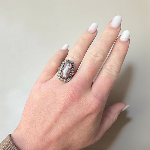 Bague 54 Bague victorienne en or jaune 18k, camée cornaline et diamants 58 Facettes