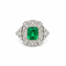 Bague 57 Bague en platine, émeraude et halo de diamants 58 Facettes 50531