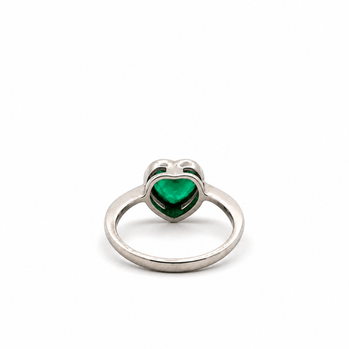 Bague 51 Bague solitaire en or blanc 750 et émeraude colombienne 58 Facettes 50532