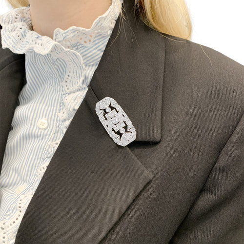 Broche Broche Art déco en platine, or blanc et diamants 58 Facettes 36012
