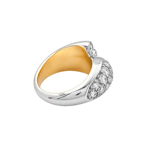 Bague 51 Bague vintage en or jaune et blanc 750 et diamants 58 Facettes 35934