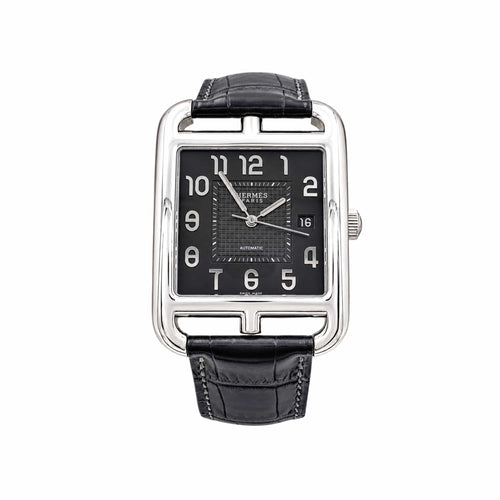Montre Hermès Cape Cod - Montre en acier et cuir, très grand modèle 58 Facettes 36009