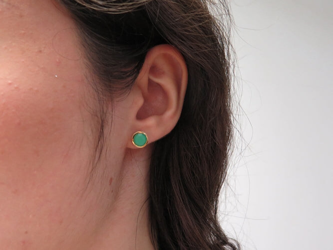 Boucles d'oreilles Poiray Lolita - Boucles d'oreilles chrysoprase en or jaune 18k 58 Facettes 276940