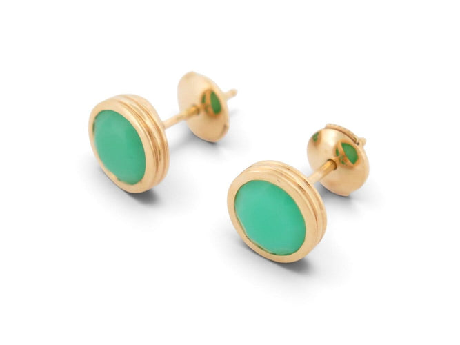 Boucles d'oreilles Poiray Lolita - Boucles d'oreilles chrysoprase en or jaune 18k 58 Facettes 276940